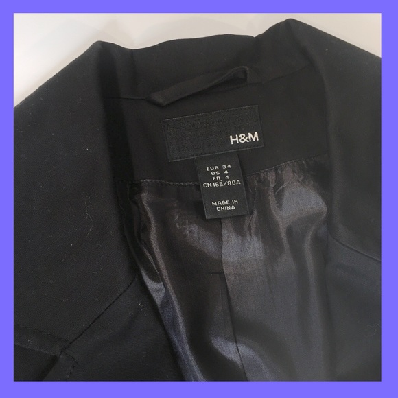 H&M  Black Puffed Sleeve Jacket Blazer Size 4 - Picture 5 of 7